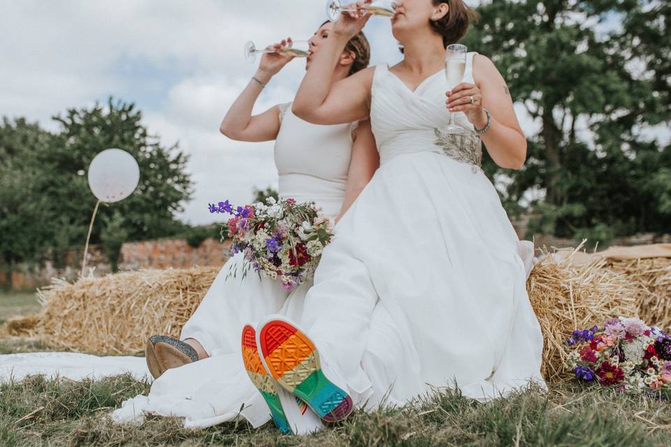 Sam and Sam celebrating their wedding