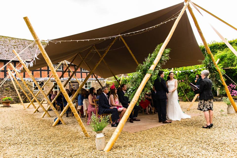 Fold yard ceremony with canopy