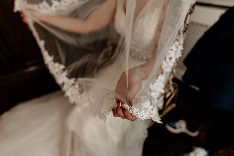 Close-up of veil