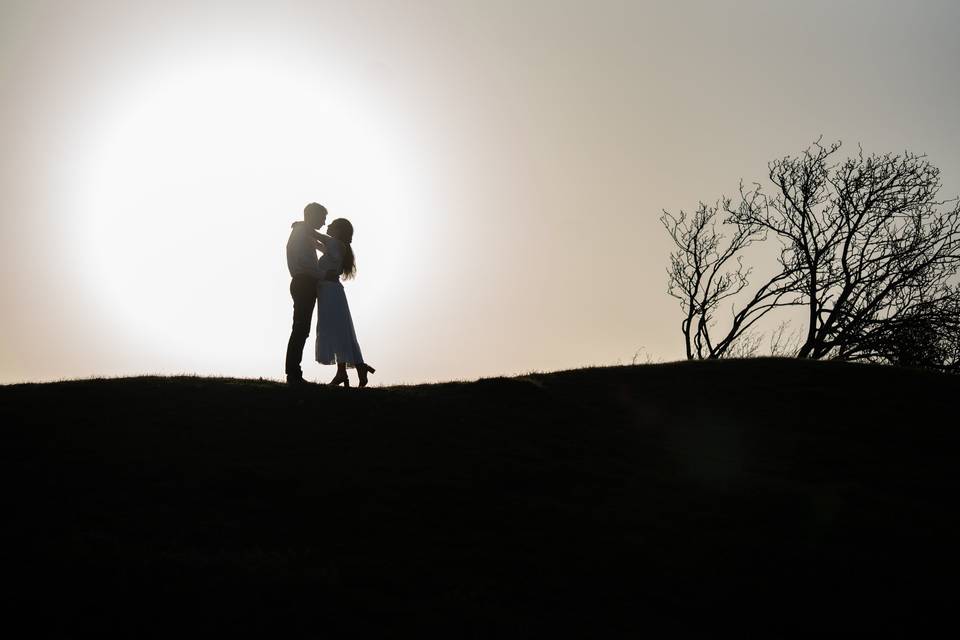Bride and groom silhouette