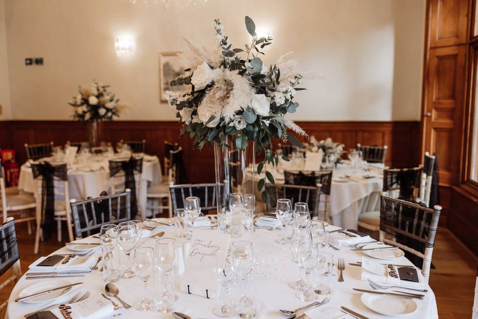 Rose and pampas grass tables