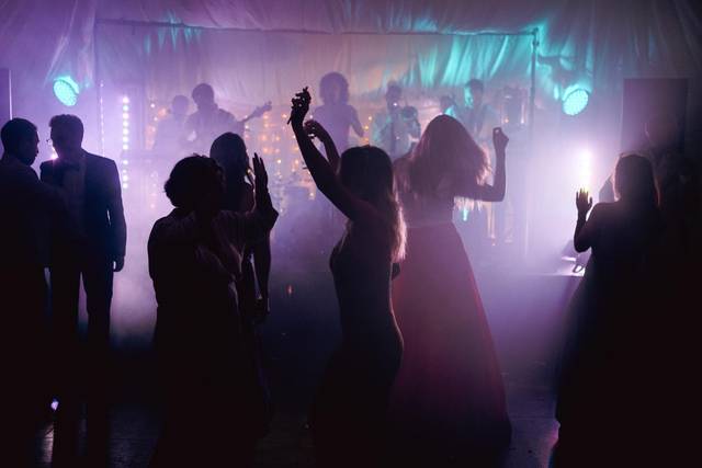 Wedding guests dancing
