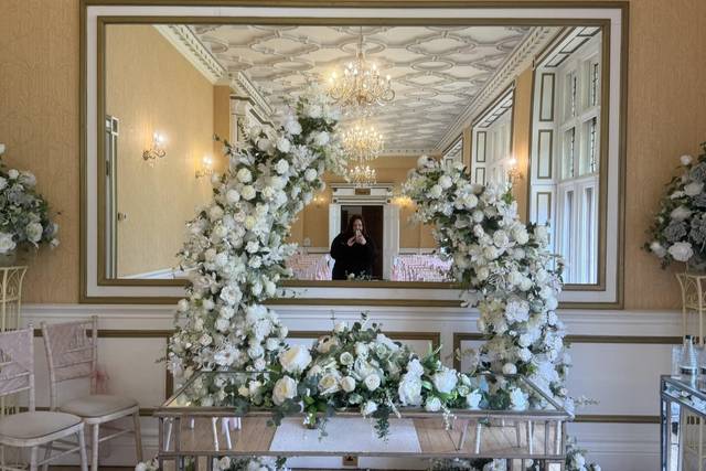White floral arch