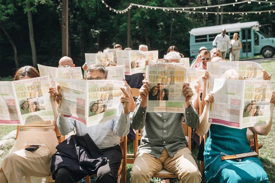 Guests reading newspapers