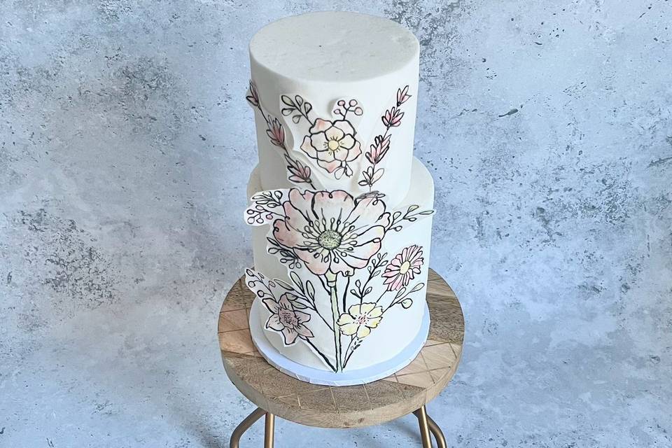 Hand Printed Wafer Paper Cake