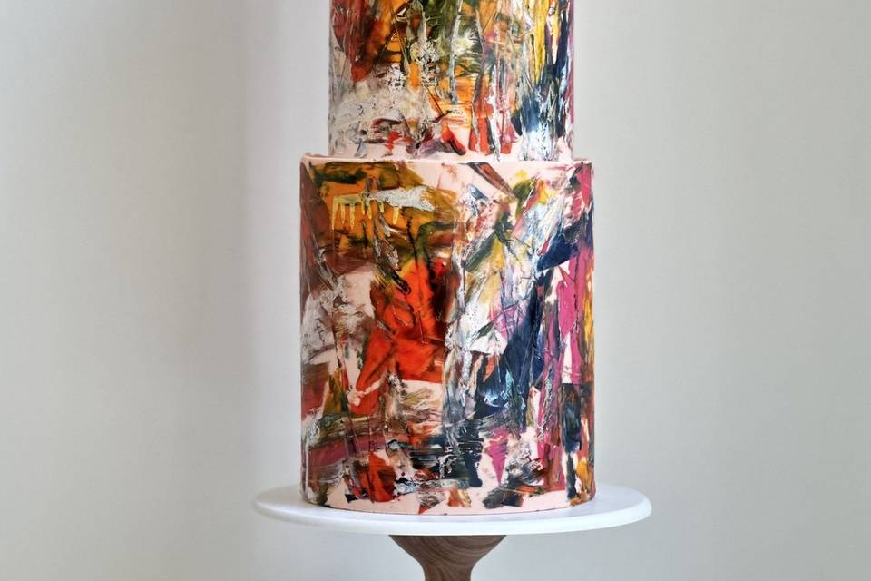 Abstract Painted Wedding Cake