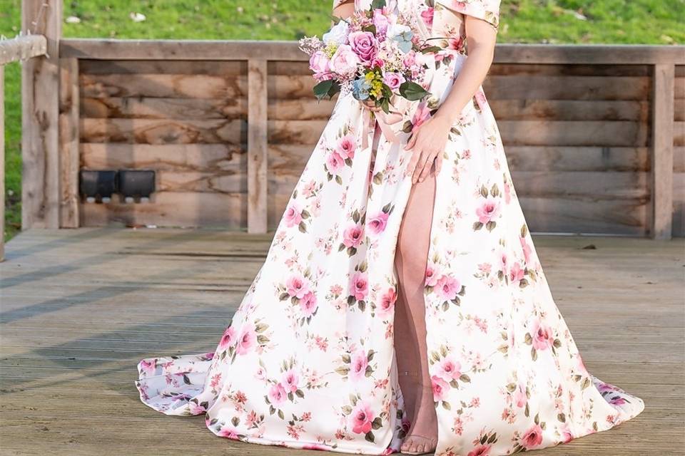 Pink flower gown