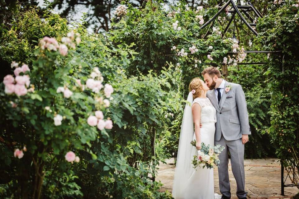 Bride and groom walking