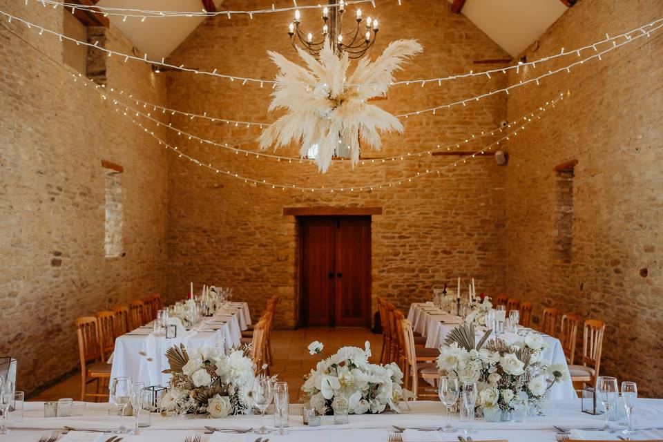 Long tables set up