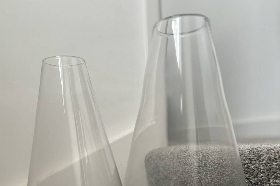 Tall cylindrical glass vases