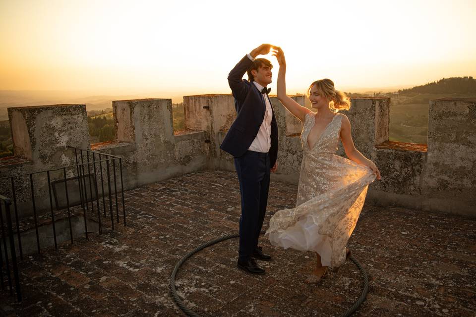 Sunset on a Tuscan castle
