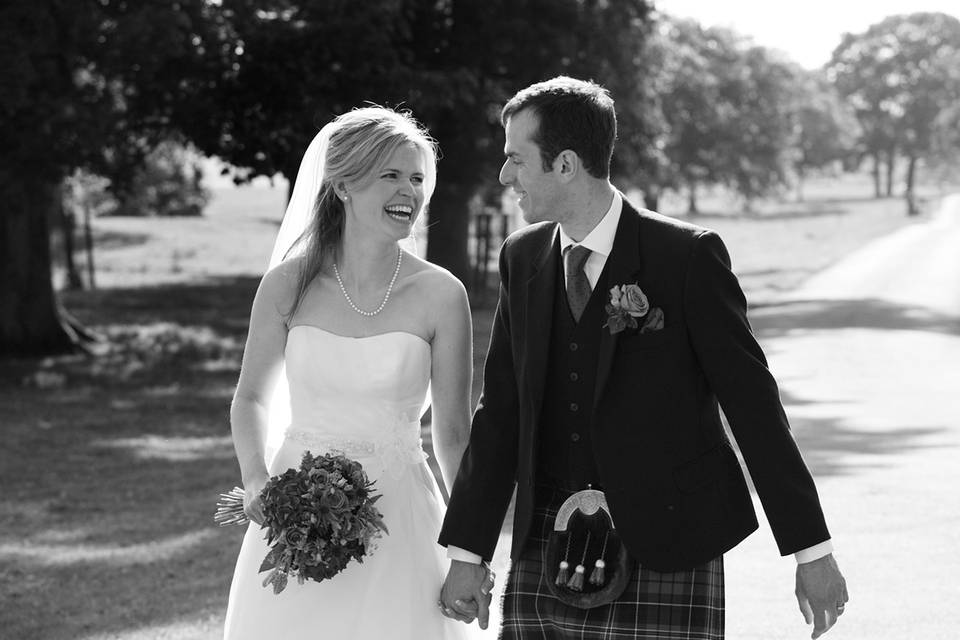 Happy bride and groom