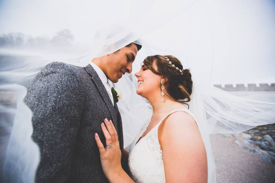 Bride and Groom at St Donats