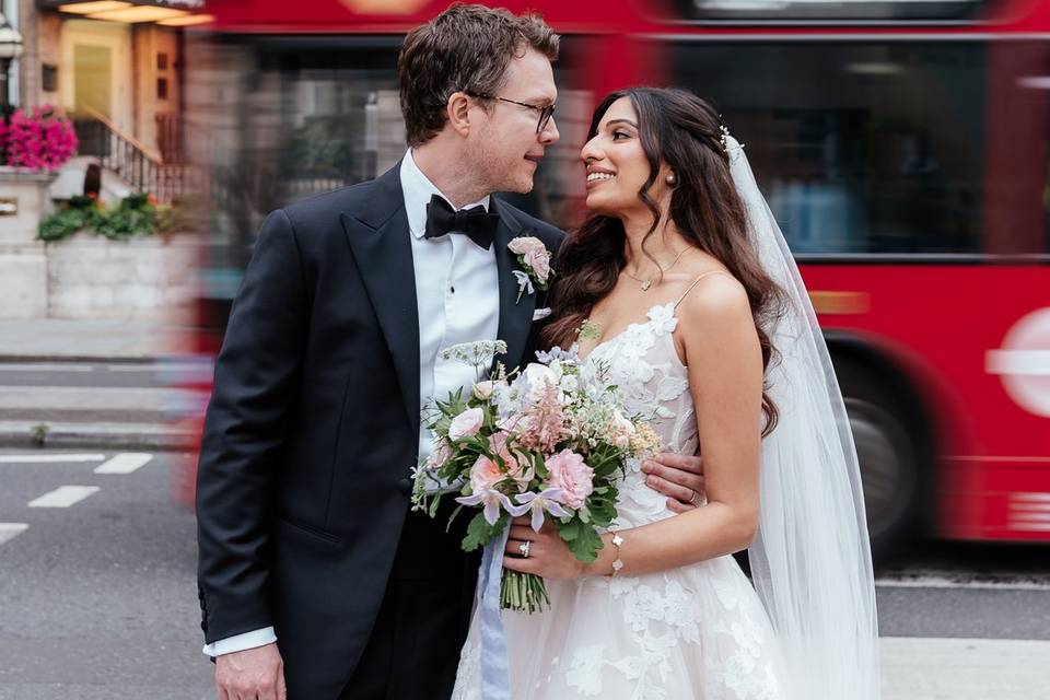 London Bus Wedding Photo