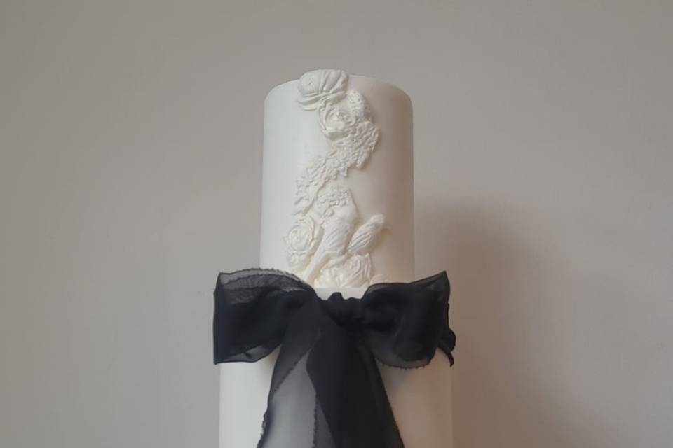 2 tier bas relief & black silk