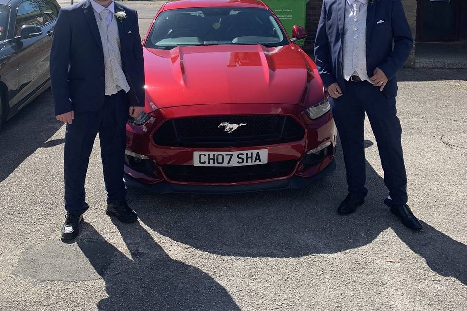 The Grooms Surprise a Mustang