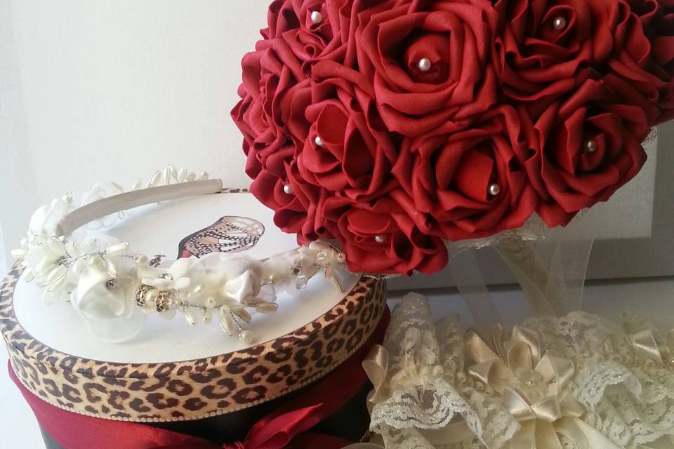 Red Rose and Pearl Bridal Bouq