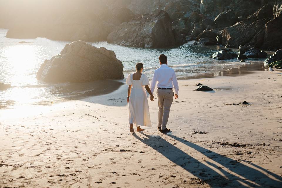 Walking Across A Golden Beach