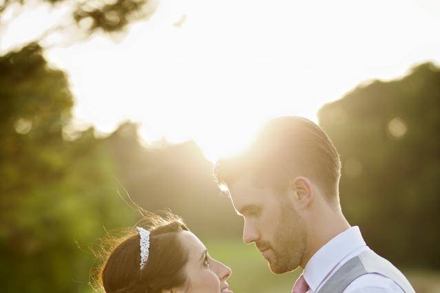 Newlyweds at sunset