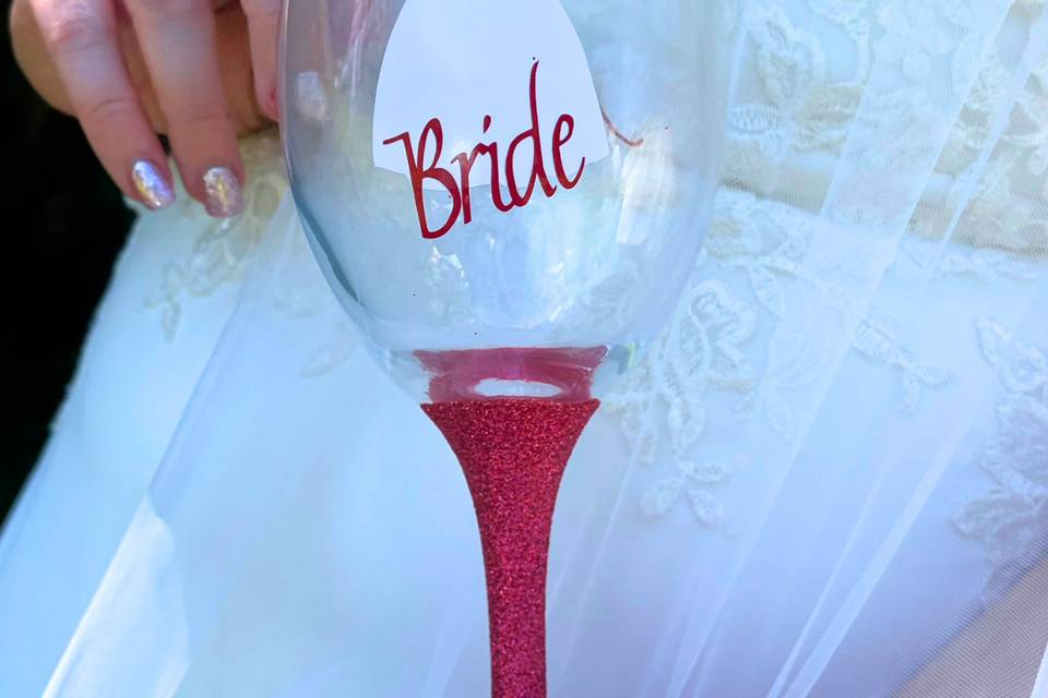 Bride's wine glass