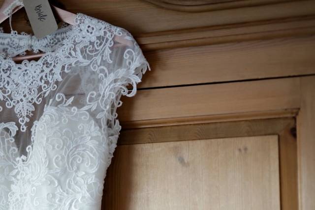 Wedding dress in the morning