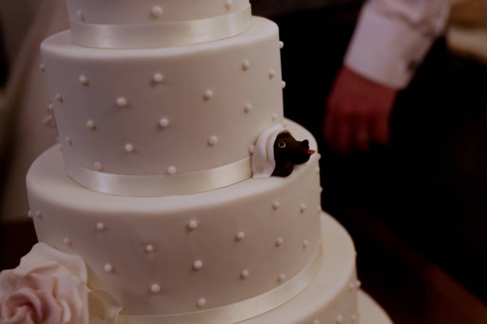 Wedding cake featuring a dog