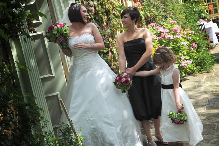 Bride with bridesmaids