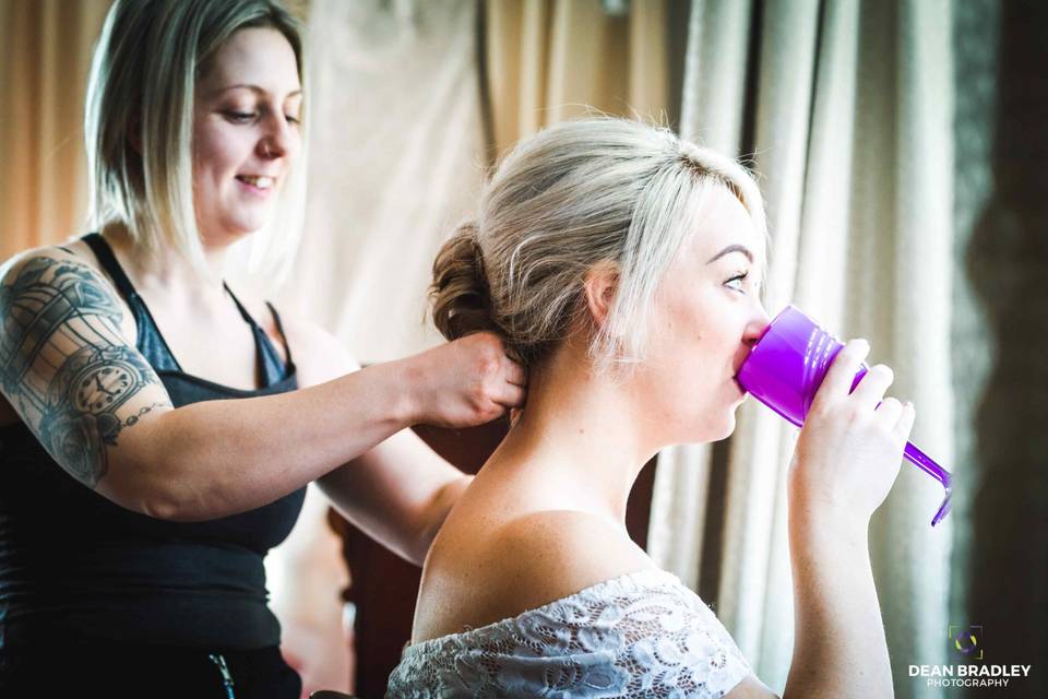 Bridesmaid preperations & wine