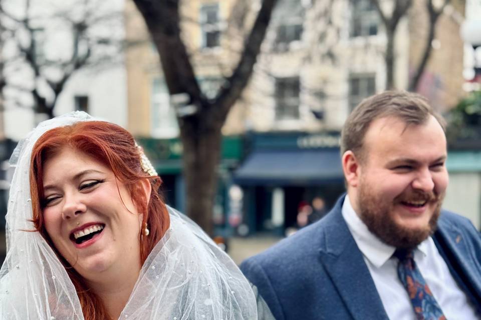 Couple laughing together