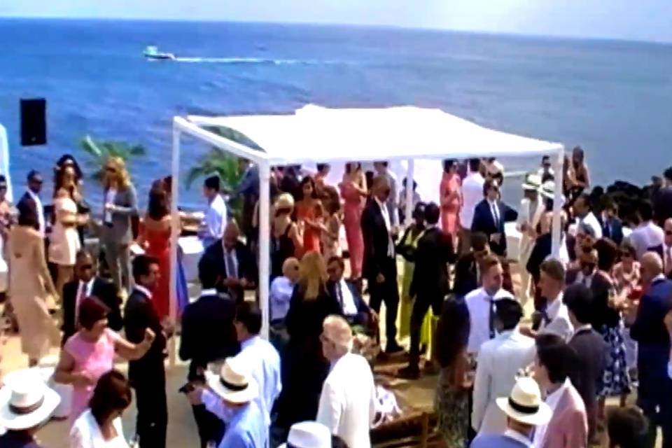 Seaside wedding reception