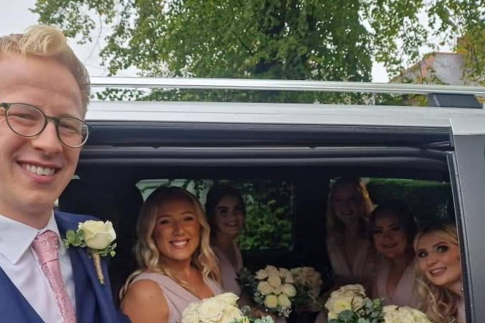 All aboard the bridal party.