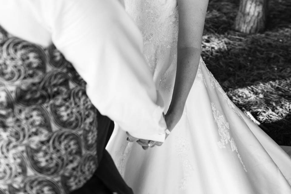 Bride laughing at groom