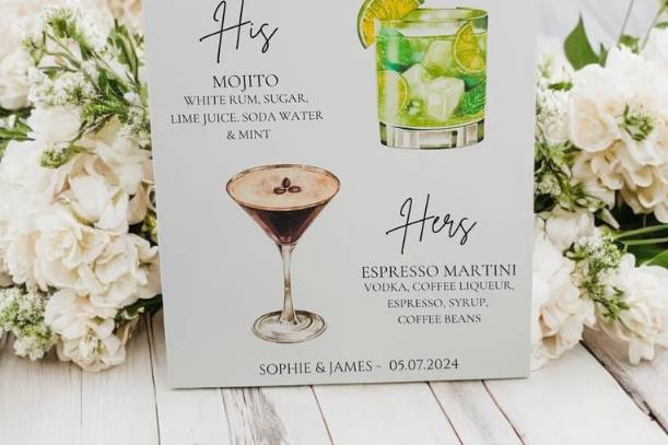 His & Hers Cocktail Sign