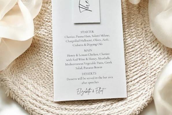 Wedding Menu Invite