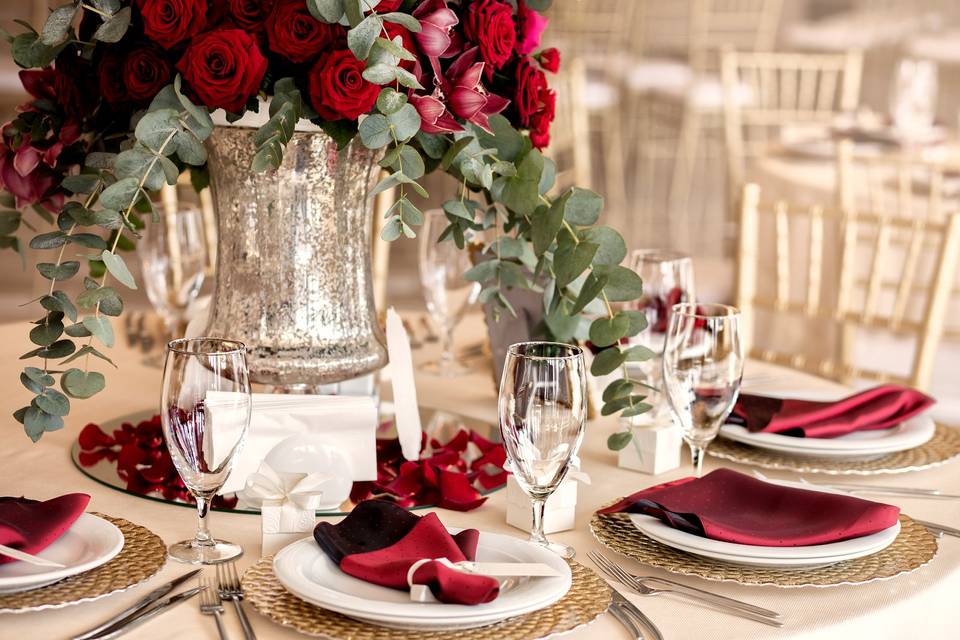 Red table setting