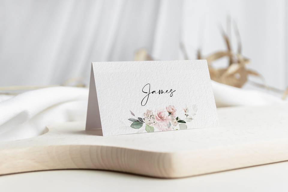 Pink Rose Place Card