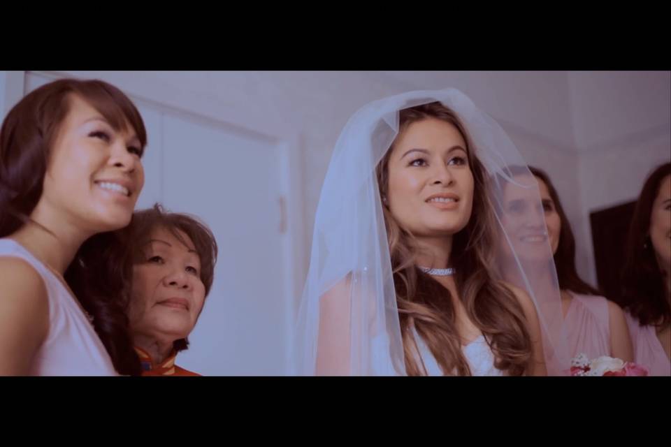 Bride, family, bridesmaids