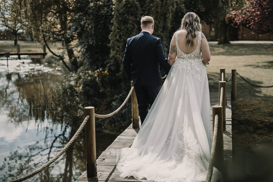 Couple across bridge