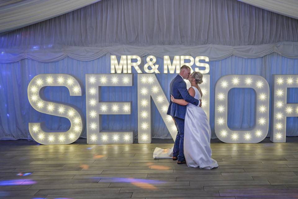 Luxury marquee with lettering