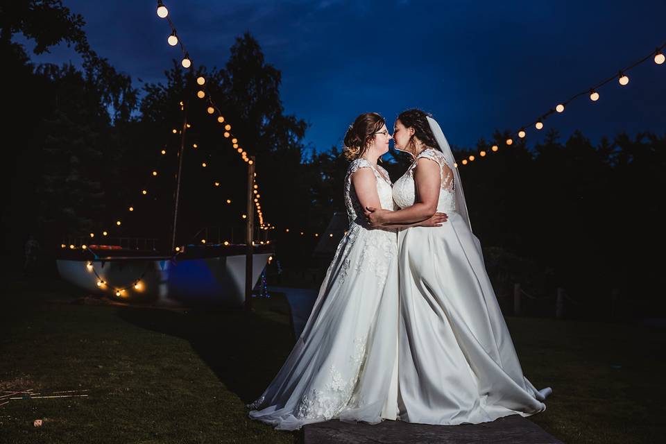 Brides lit up at night