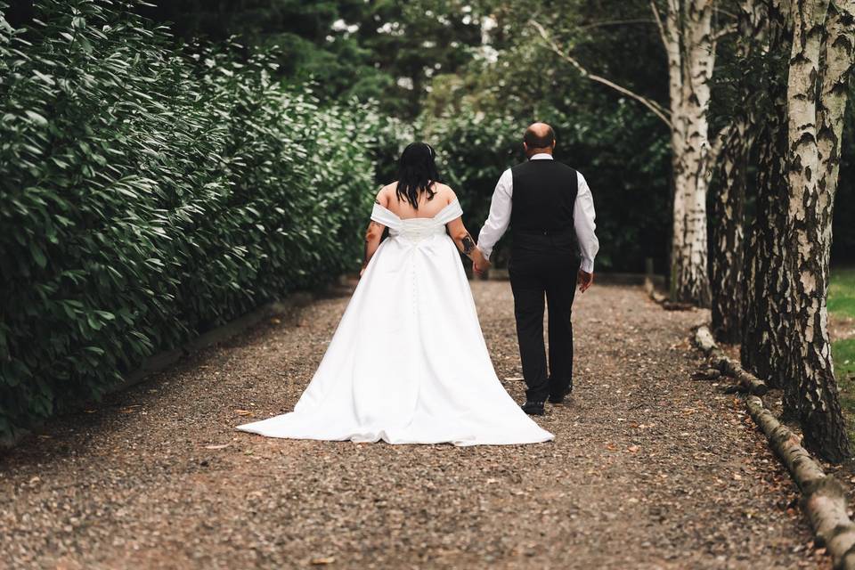 Couple on wedding path