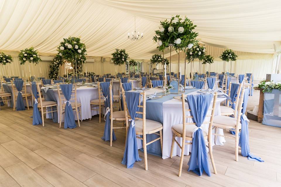 Marquee dressed for reception