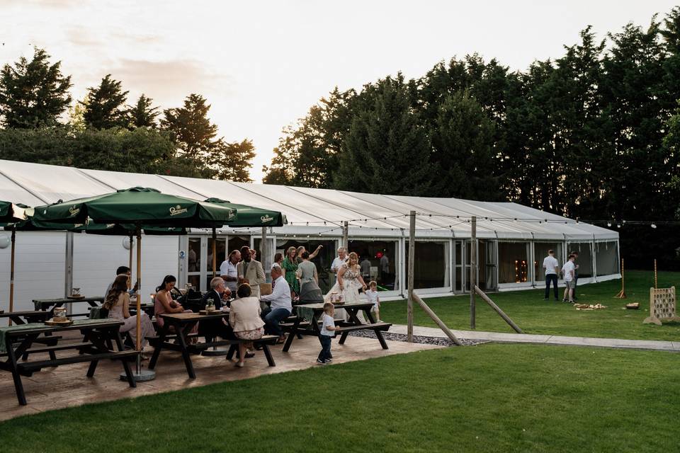 Marquee and outdoor patio