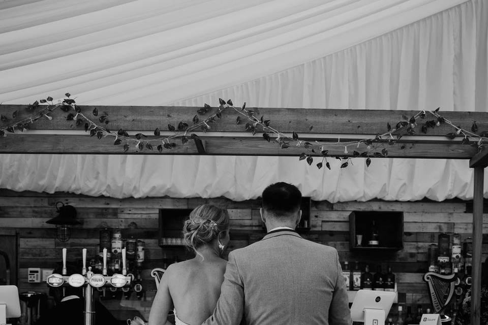 Couple at rustic bar