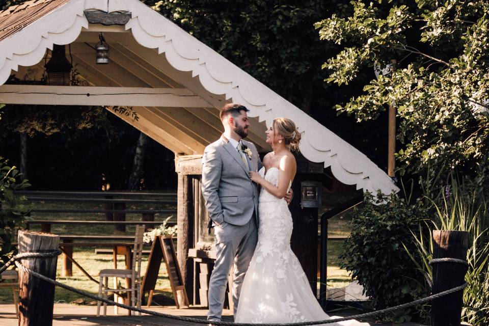 Couple at boathouse