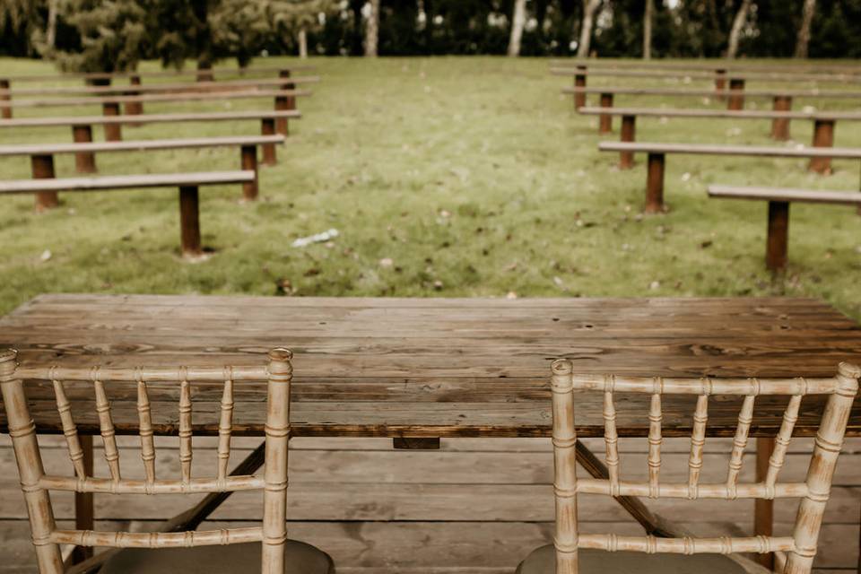 Tiered Pews Outside Ceremony