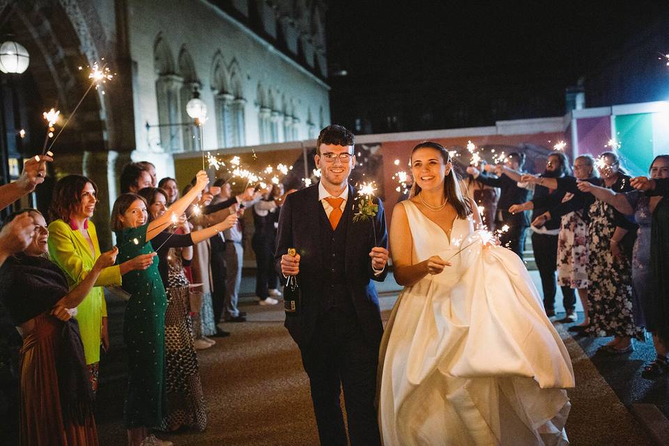 Wedding sparkler exit