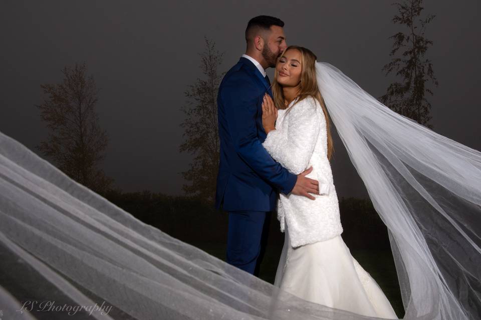 Veil around couple