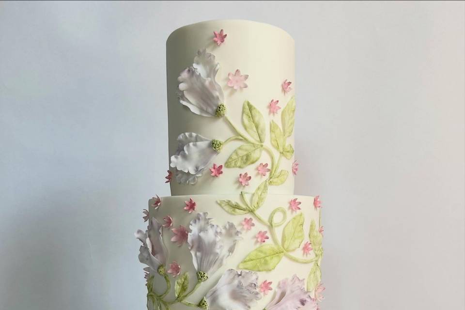 Handpainted floral relief cake