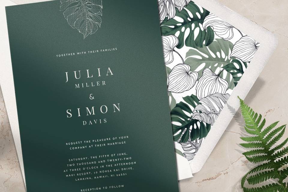 Tropical wedding invitation